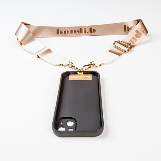 OG Beige Crossbody Phone Strap + Black Phone Case - Bondi.b