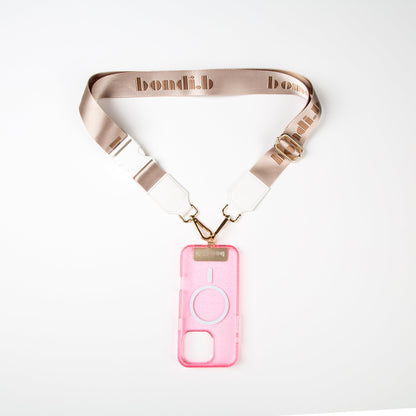 OG Beige Crossbody Phone Strap + Pink iPhone Case - Bondi.b