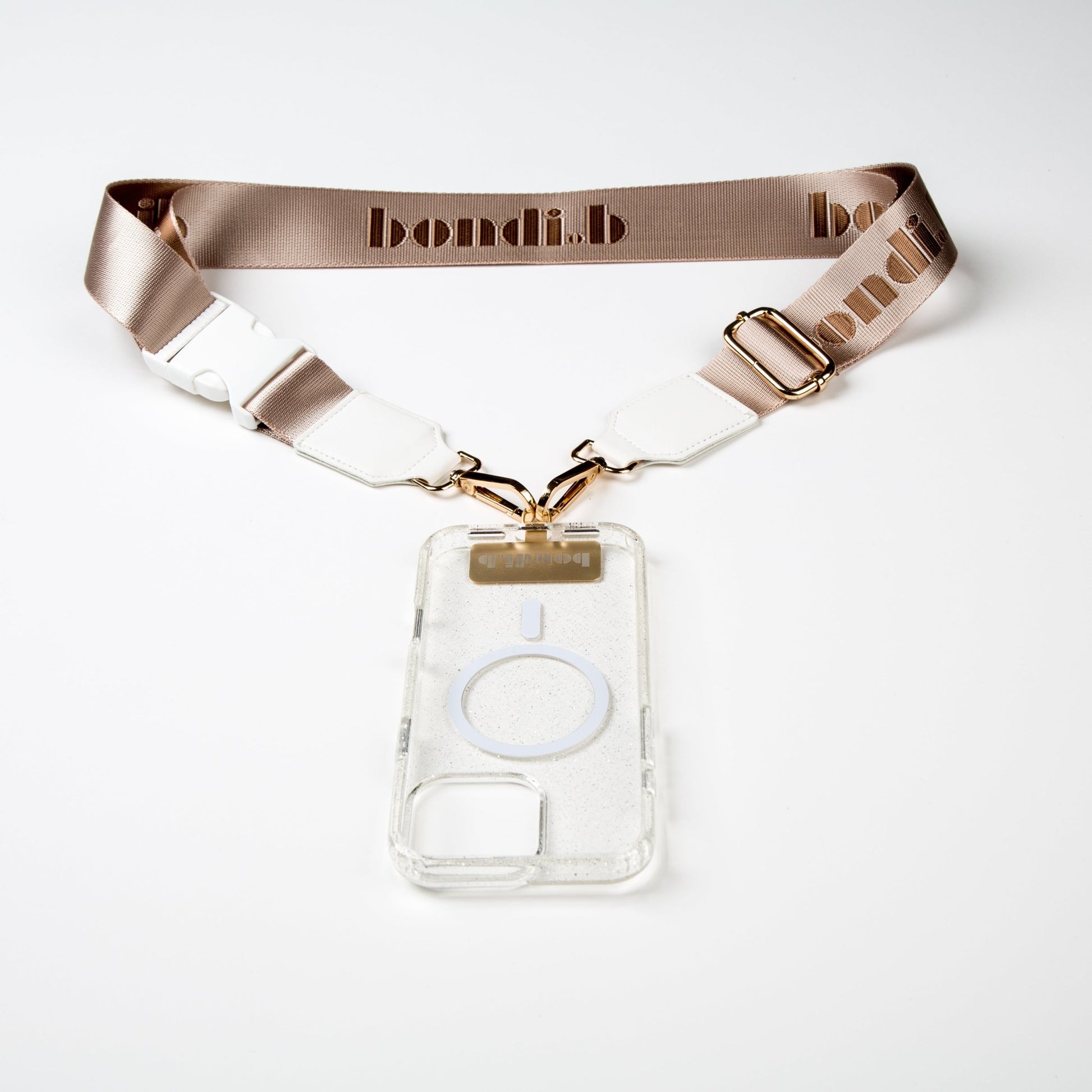 OG Beige Crossbody Strap + Clear iPhone Case - Bondi.b