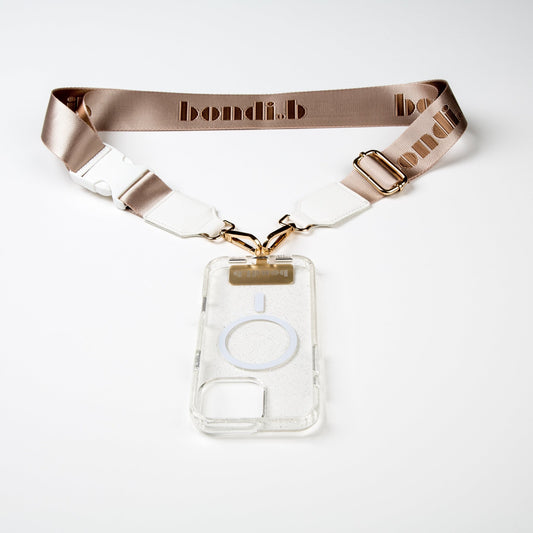 OG Beige Crossbody Strap + Clear iPhone Case - Bondi.b